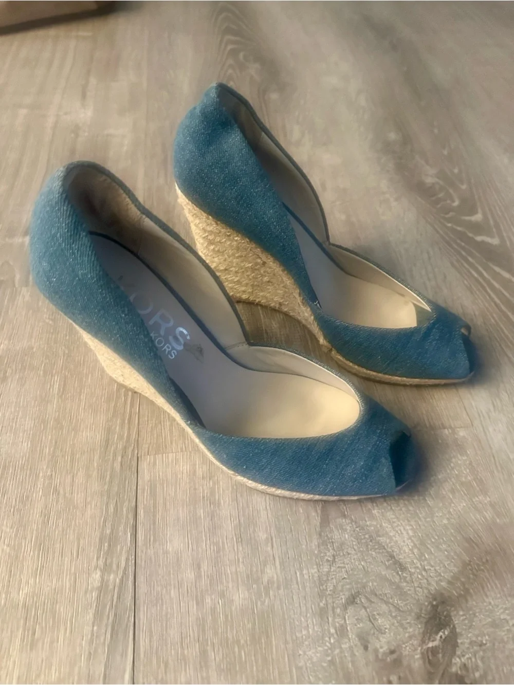 MICHAEL KORS Denim Peep-Toe Pumps